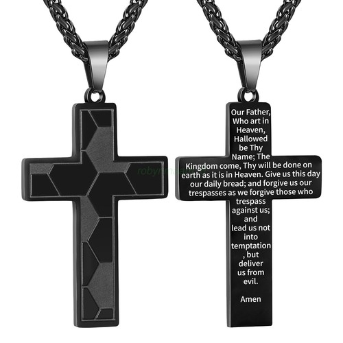Stainless Steel Football Bible Cross Pendant Inspirational Necklace Decorations - Picture 18 of 38