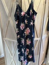 Zara Black Floral Dress Spaghetti strap knee length