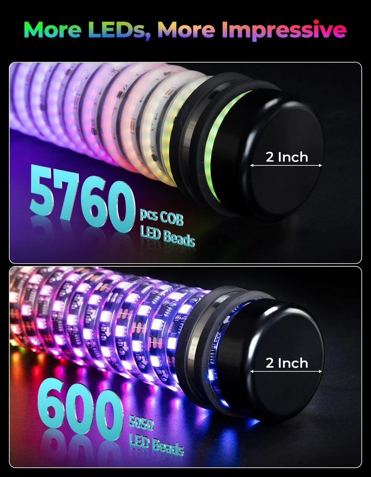 2FT COB Fat Whip Lights Spiral Chasing Lighted for Polaris Can-Am CFMOTO Yamaha - Image 4 of 4