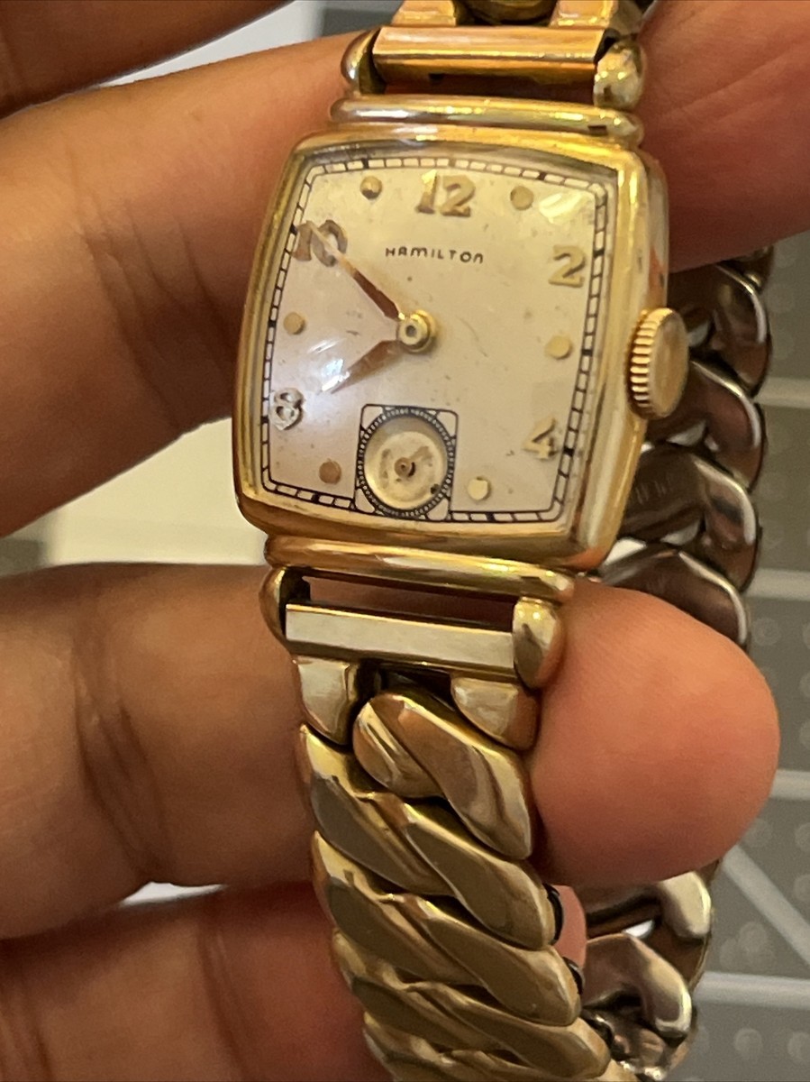 14k gold filled square Hamilton men's watch 982 19 jewel movement