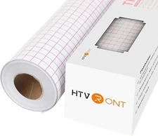 "HTVRONT Transfer Tape for Vinyl - 12"" x 150 FT Red Alignment Grid Clear Trans.