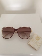 New Vintage Nina Ricci Sunglasses 1029 Gold Red  White w/ Swarovski Made France