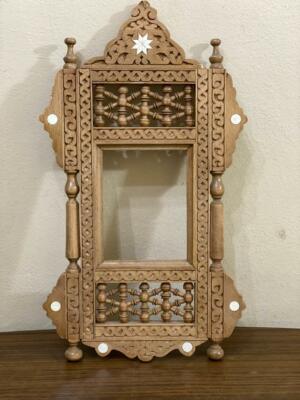 Wall Mounted Mirror Wood Frame Inlaid Handwork Arabesque