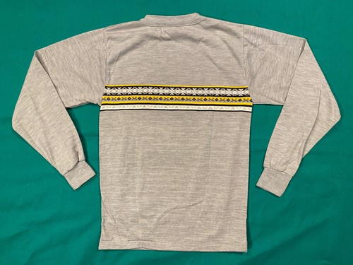 VTG 70s Longsleeve Knit T Shirt Small XS Gray Yellow Black Striped Donmoor - Picture 5 of 7
