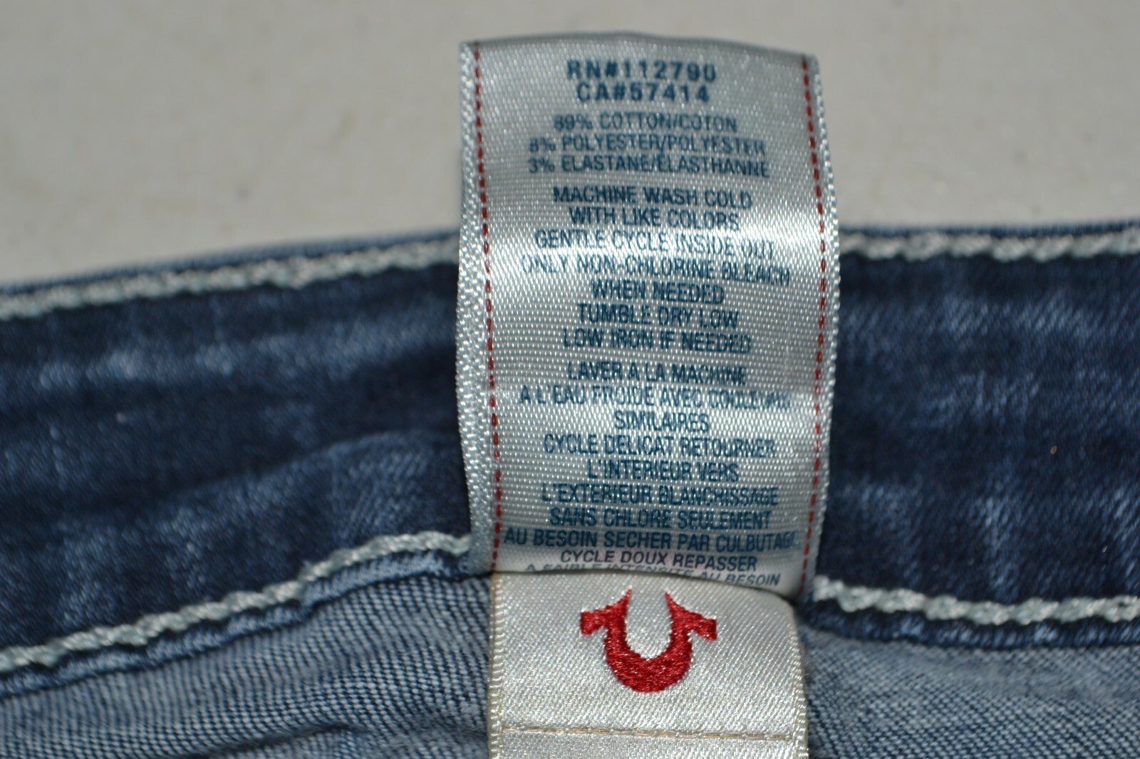 True Religion Women's Skinny Pocket Flaps Blue Denim Jeans Sz 24x30 thumbnail 10