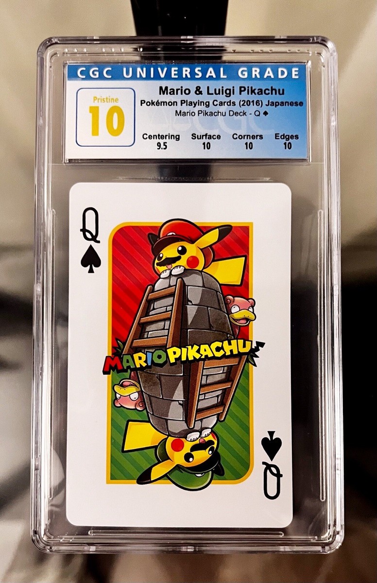 Pokemon Mario Pikachu - Queen of Spades - Super Rare Card slab ONE