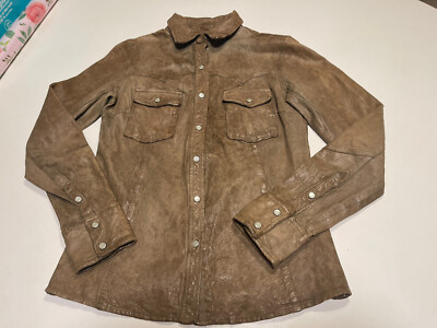 Vintage GAP Distressed Leather Western Shirt/Jacket Pearl Snaps 