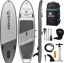 Abahub Inflatable SUP, Wide 10'6" x 34" x 6" iSUP,Gray Standup Paddleboard