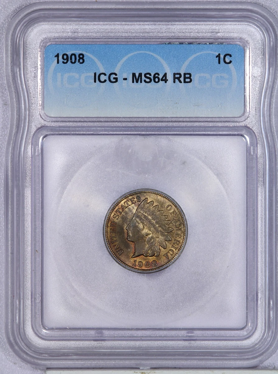 MS 64 Graded 1908 Year Indian Head Small Cents (1859-1909) for