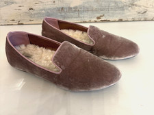 Birdies Starling Women's Loafers Dusty Rose Pink Velvet Faux Fur Lining Size 8