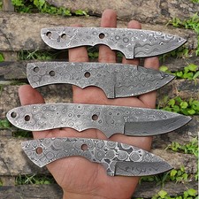 Lot of 4 Rain Drop Hand Made Full Tang Small EDC Damascus Knife Blades Blanks
