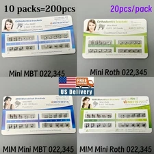 10 Sets Dental Orthodontic Brackets MIM Monoblock Mini Roth/MBT 022 345 Hooks US
