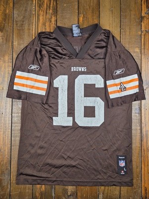 Vintage Reebok Cleveland Browns Cribbs #16 NFL Jersey Brown Size Large Boys