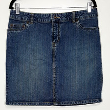 Route 66 Denim Jean Skirt Mini Retro Pocket Stretch Fade Medium Wash Y2K Utility
