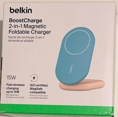 Belkin Magnetische, einklappbare, kabellose 2-in-1-Ladestation mit Qi2 (15W) Wei