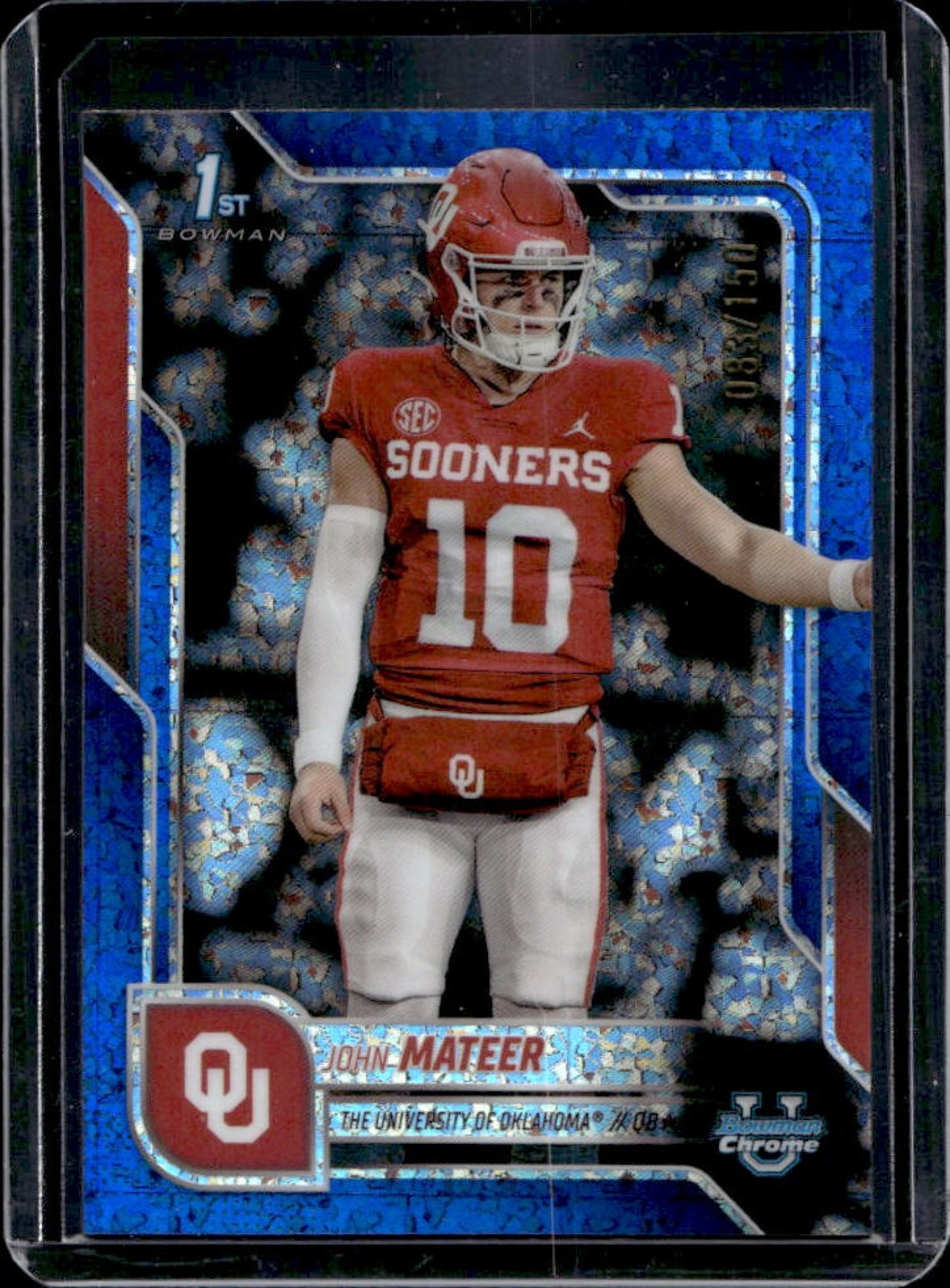 2025 Bowman Chrome U John Mateer Blue Mini-Diamond Refractor 1st #83/150