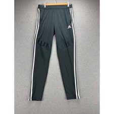 Adidas Track Pants Mens S Gray 3 Stripe Aeroready Athletic Tapered Leg Zip Ankle