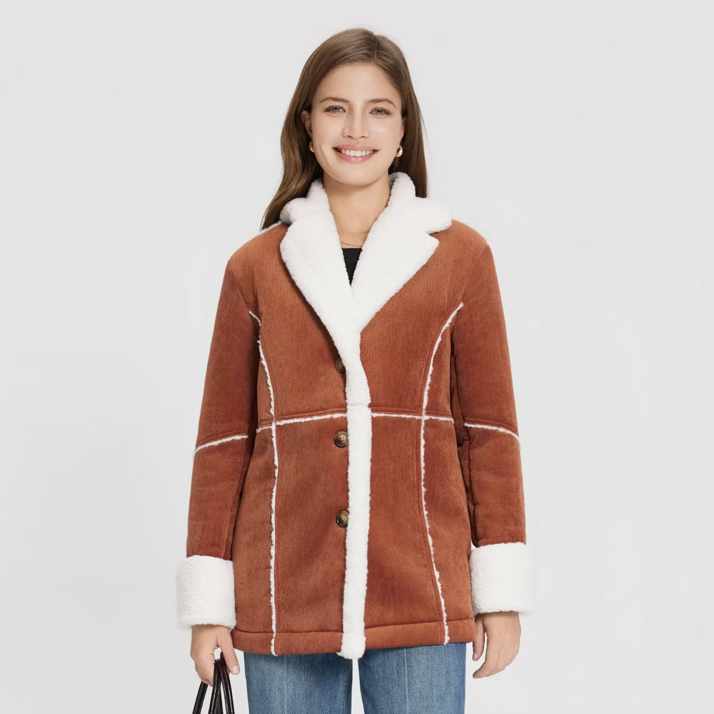 Women'sCorduroyShearlingFauxFurJacket-UniversalThreadBrownL