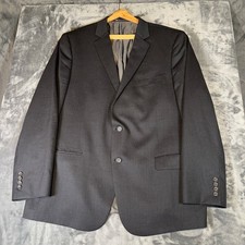 Hart Schaffner Marx Sport Coat Blazer 48R Black 2 Button Wool USA