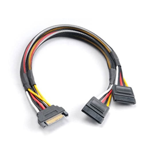 30cm Akasa AK-CBPW05-30 SATA Power Splitter Cable, 1x Male to 2x Female, Braided