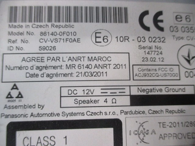 AUTORADIO  RÉCEPTEUR  TOYOTA VERSO  CVVS71F0AE  2611563 - Photo 3/4