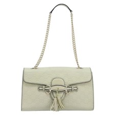 Gucci Emily Chain Flap Bag Guccissima Leather Beige Shoulder Bag