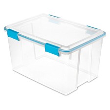 STERILITE 19344304 Storage Tote,Blue/Clear,Po...
