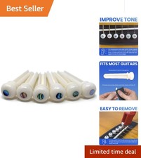 Slotted Pure Bone Bridge Pins with Abalone Dot Inlay for 6 12 String Guitars