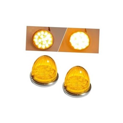 17 LED Dual Function Watermelon Lights - Amber Lens, Stainless Amber monochrome