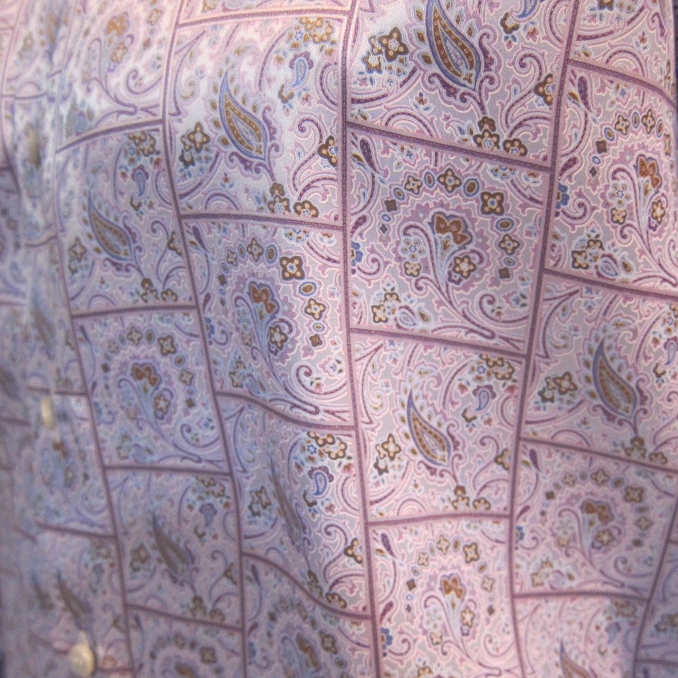 Camisa Stefano Ricci Para Hombre Mediana Seda Púrpura Claro Paisley Foto 4 de 4