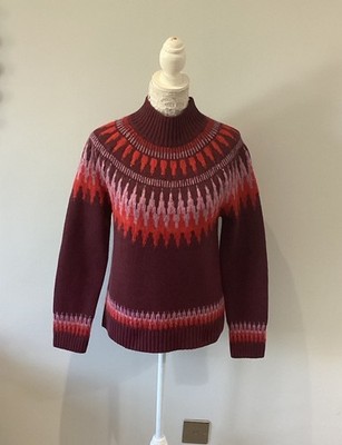 White Stuff Fiona Fairisle Jumper. Plum Multi. Size 8.  BNWT. RRP £64.98.