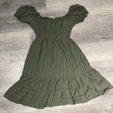 Ruffled Olive Green Dress size Large Summer Spring CottageCore Whimsical Fairy
