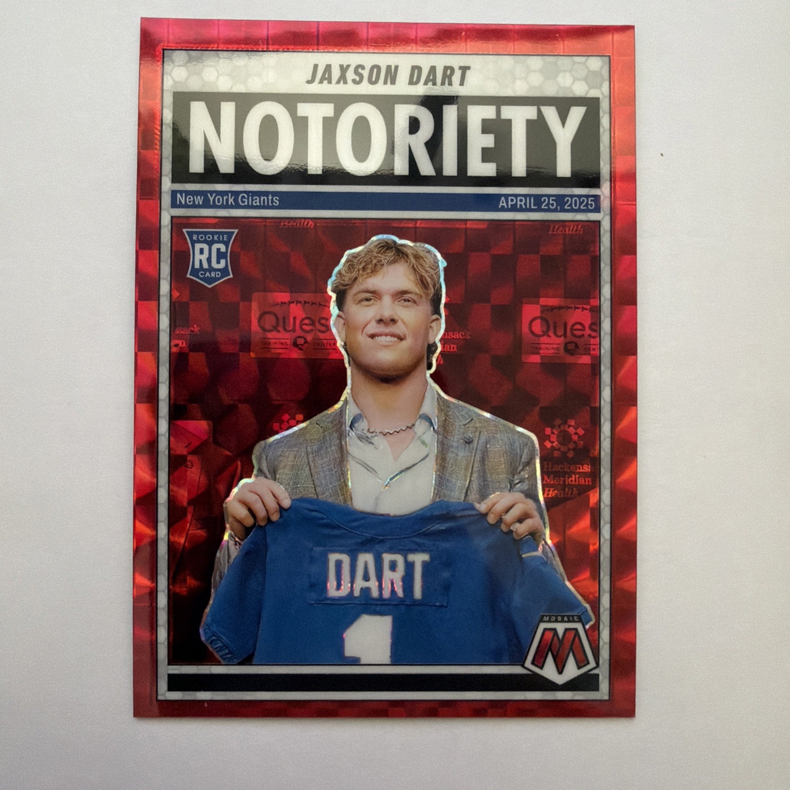 2025 Mosaic Jaxson Dart Notoriety RC Red Prizm Rookie #11 Giants