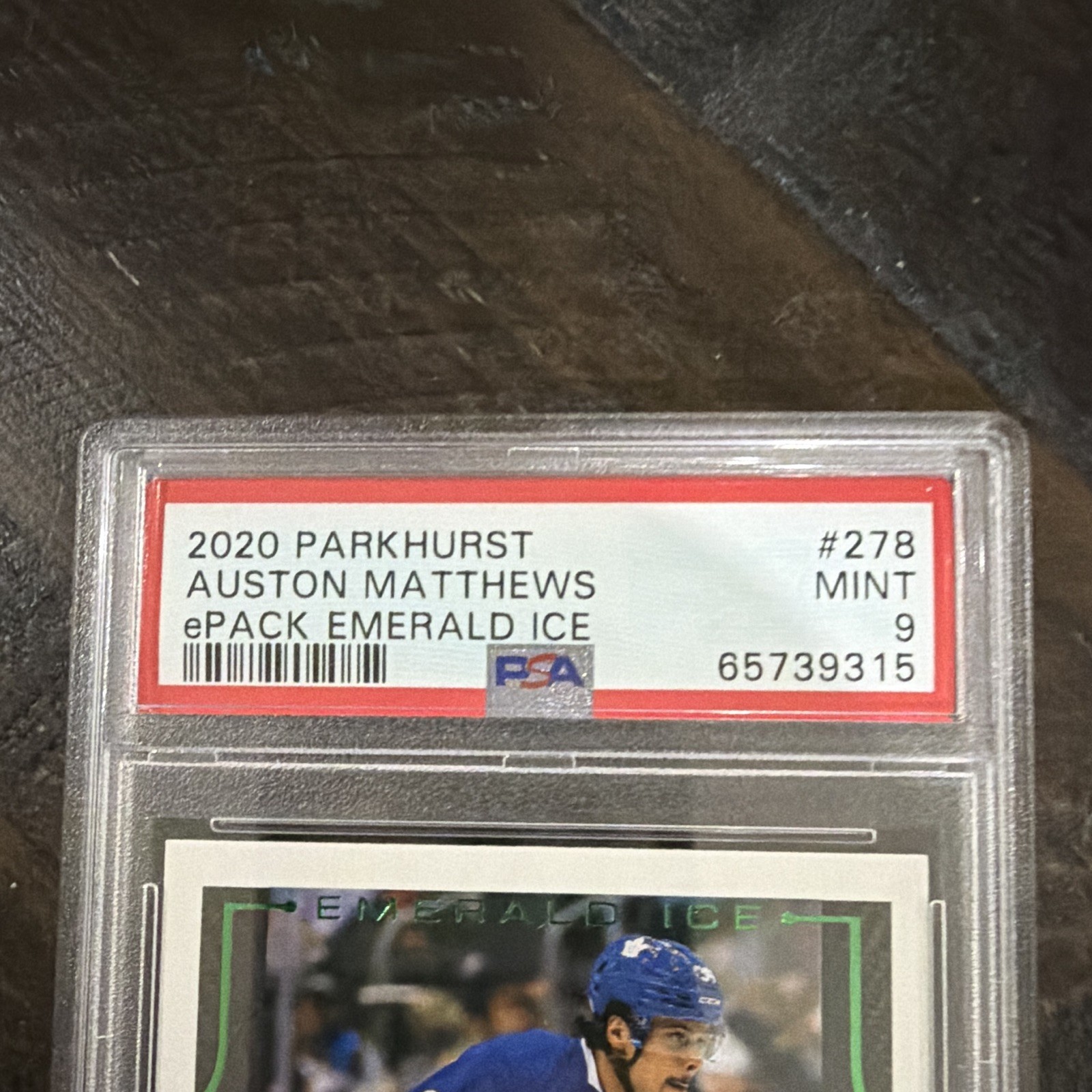 Parkhurst 2020-21 Auston Matthews ePack Emerald Ice #278 PSA 9 view 2