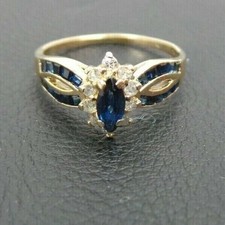 2Ct Art Deco Style Lab Created Diamond Sapphire Engagement 14K Gold Finish Ring