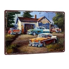 Vintage Classic Cars Rural Farmhouse Scene Metal Tin Sign Home Décor 8x12