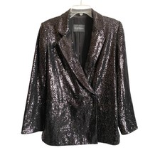 Blazer de noche Emporio Armani negro lentejuelas frente a presión talla 40