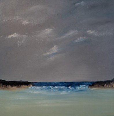 Stormy Harbour Original Öl auf Leinwand 50x50cm Cornish Artist Jacob-Aaron Knowles