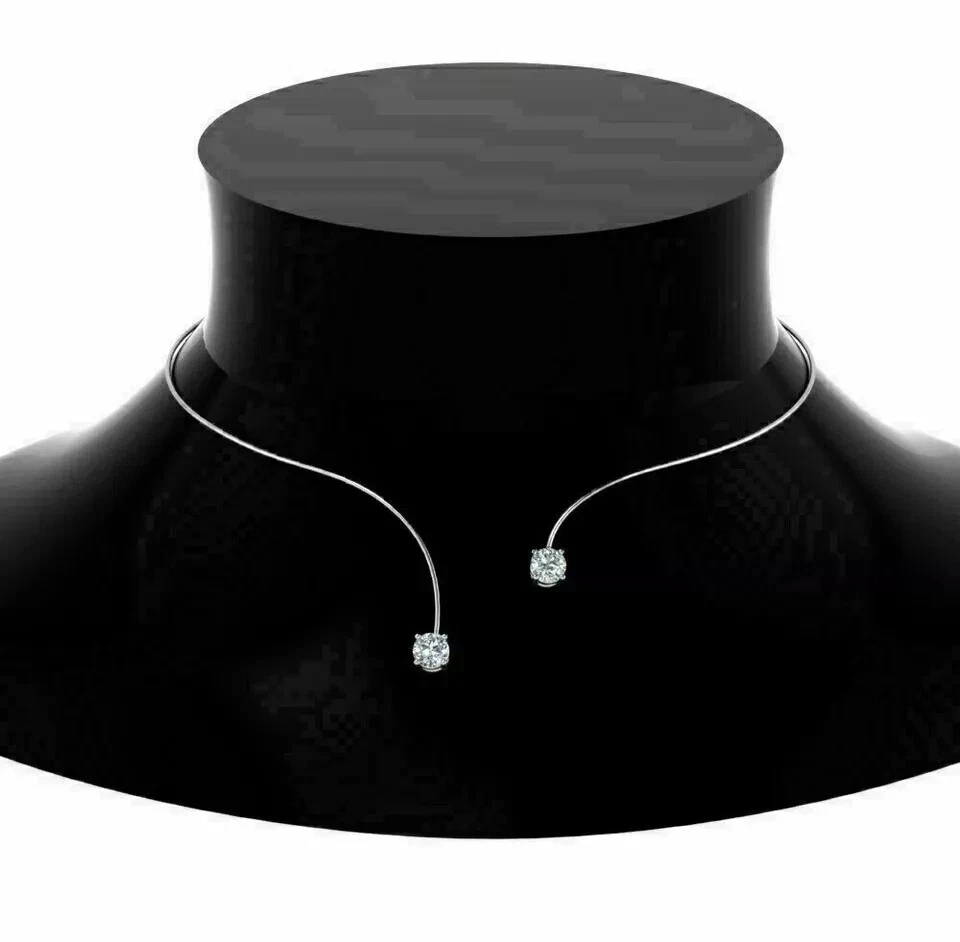 4CT Round Cut Lab Created Diamond Women's Tennis Necklace 14K White Gold Plated - Image 2 of 3