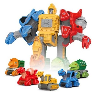 5-in-1 Toy Car, Transform Truck Robot Toy for Kid 3-5 5-7 | Pull Back Dinosaur