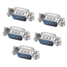 D-sub Connector Male Plug 9-pin 2-row Port Terminal Breakout Blue 5pcs