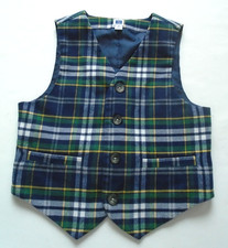 Janie and Jack Boys Blue Plaid Lined Vest Size 4