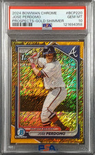 Jose Perdomo 2024 1ST Bowman Chrome Gold Shimmer Refractor /50 PSA 10 - Braves