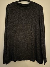 Ladies Black Marl Loose Fit Jumper Size Large H&M