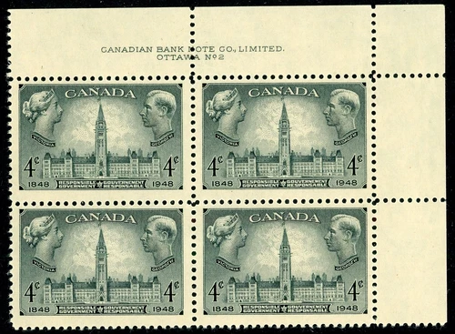 CANADA 1948 MINT NH UR PLATE BLOCK #277, RESPONSIBLE GOVERNMENT !! E63