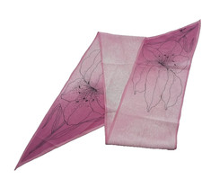 Vintage 60's Vera Neumann Pink Day Lily Flower Skinny Ponytail Neck Long Scarf