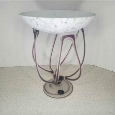 Jozefina Krosno Poland Blown Glass Octopus Candy Dish White Purple 10'' Modern