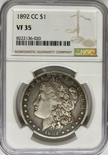NGC VF 35 1892-CC Morgan Silver Dollar (Carson City Mint)