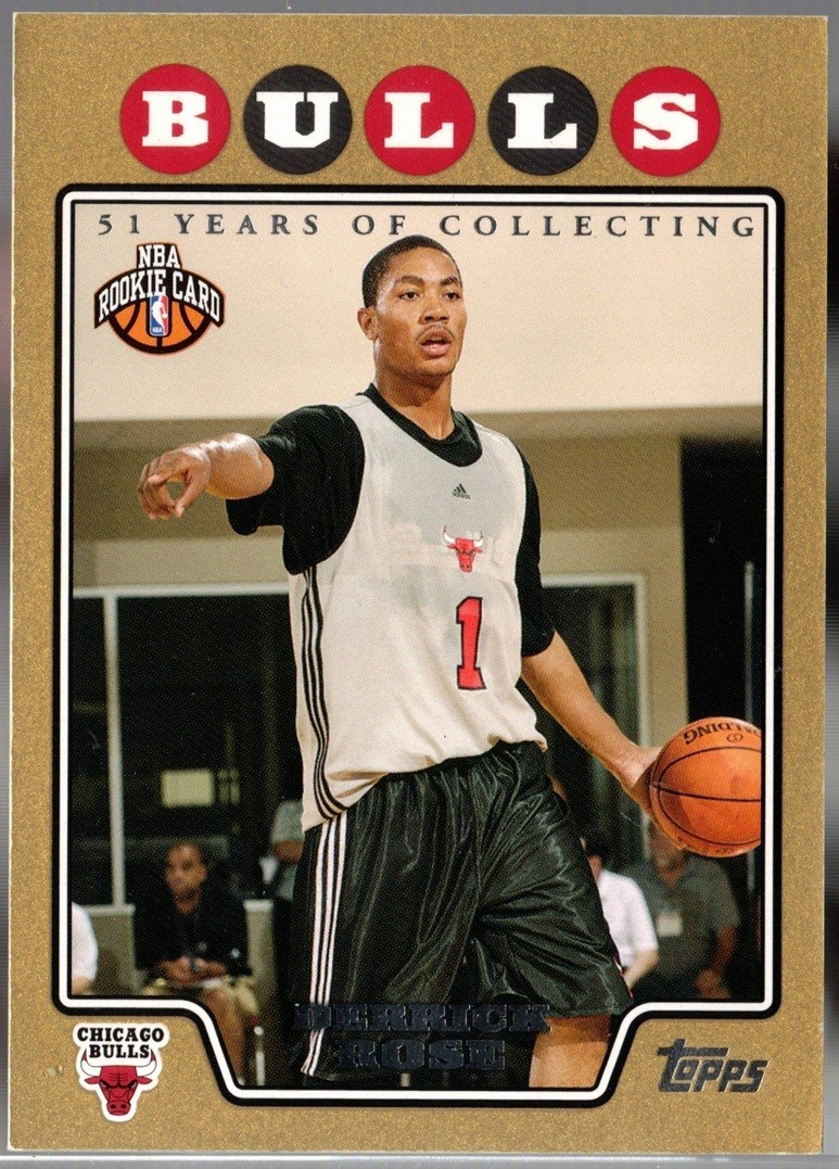2008-09 Topps Gold Basketball 196 Derrick Rose Rookie Card RC - Only 2,008 made!