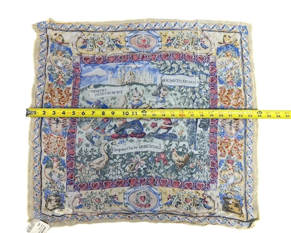 Nuevo Con Etiquetas MOSCHINO Popeye Oliva Oyl Be Kind To Animals Bufanda Hecho en Italia Foto 4 de 4